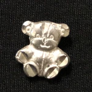Unisex Bear diamond cut sterling silver pendant